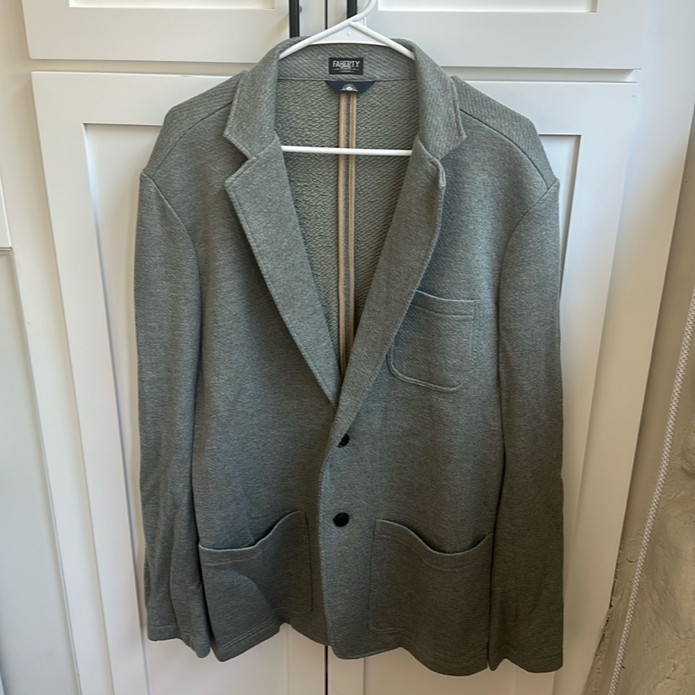Faherty Light Olive Knit Shirt Jacket